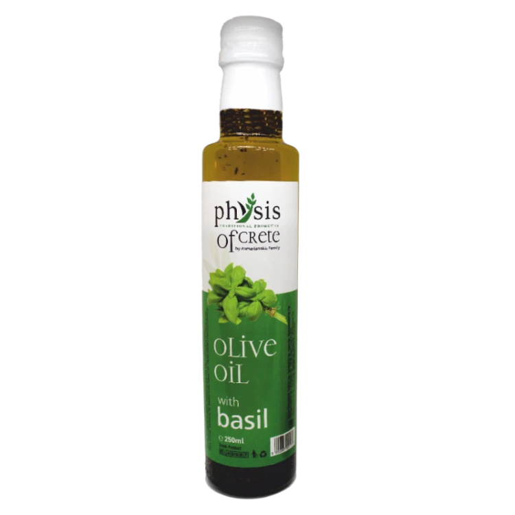 Physis of Crete extra virgin olive oil with basil, 250ml