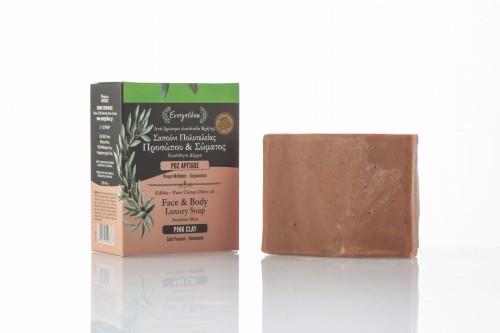 Evergetikon Edible-Pure Cretan Olive oil Face & Body Soap Pink Clay 120-140g