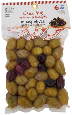 Physis of Crete pitted green and dark olives, mixed, 250g