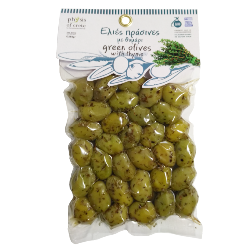 Physis of Crete pitted green olives with thyme, 250g