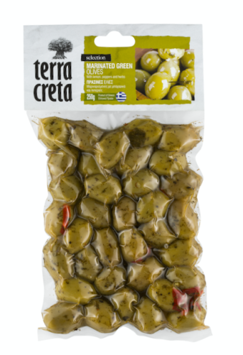 Terra Creta Greek marinated green unpitted olives 250g