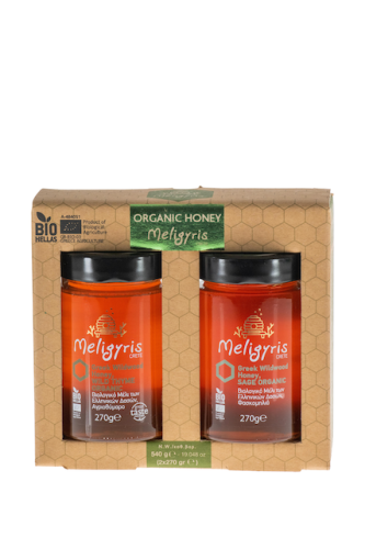 Meligyris honey from Crete – a set featuring wild mountain thyme and sage, 2 x 270g, organic