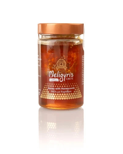 Meligyris honey from Crete with a piece of honeycomb 450g Sale BB.10.2026