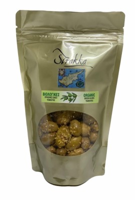 Strakka green Cypriot olives (tsakistes) with coriander and garlic 200g BIO