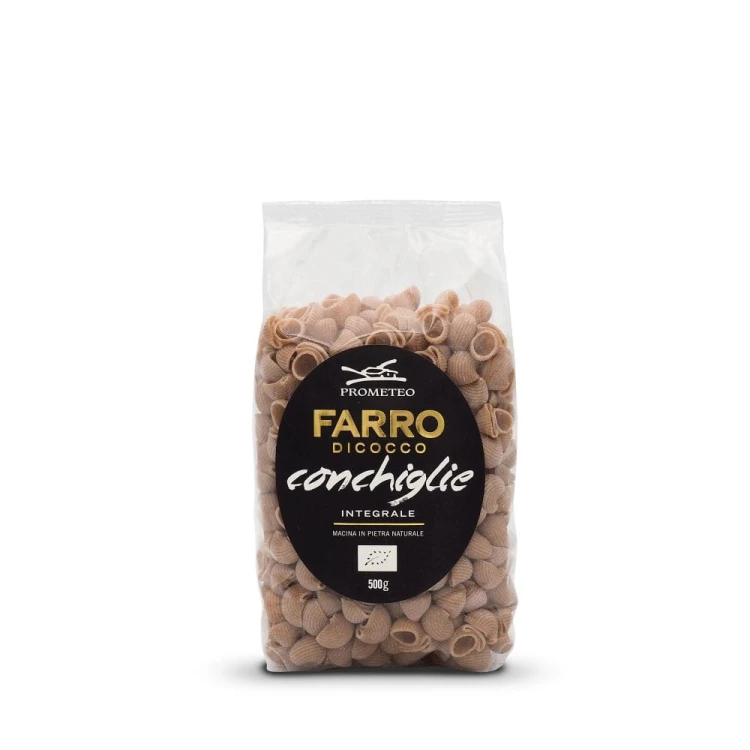 Prometeo Organic Wholemeal Dicocco Farro (Triticum dicoccum) Conchiglie 500g