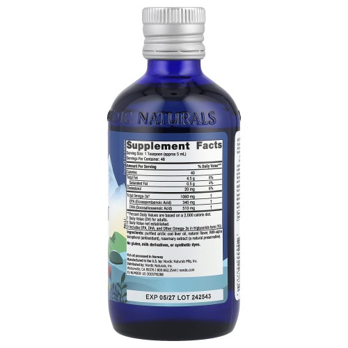 Nordic Naturals Arctic Cod Liver Oil 1060mg strawberry 237ml – image 2