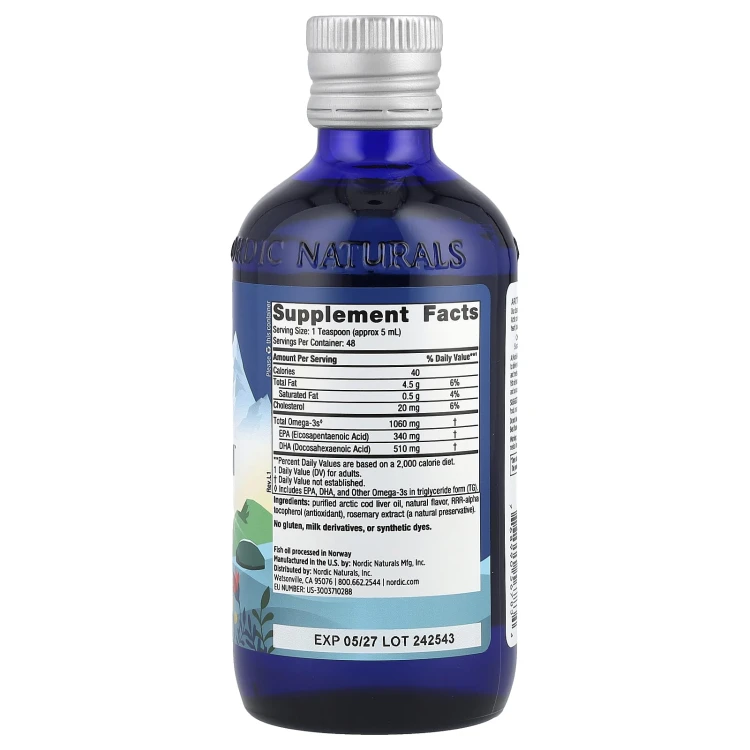 Nordic Naturals Arctic Cod Liver Oil 1060mg strawberry 237ml – image 2