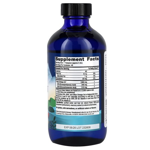 Nordic Naturals Arctic Cod Liver Oil 1060mg lemon 237ml – image 2