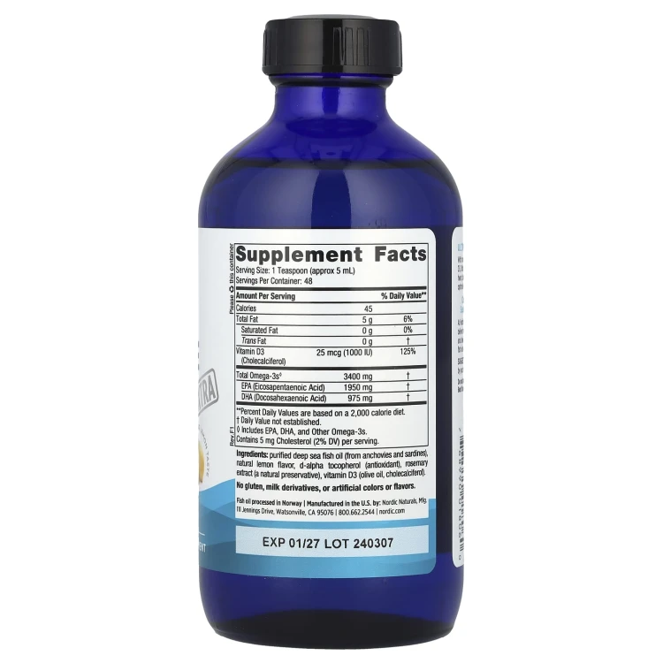 Nordic Naturals Ultimate Omega Xtra, 3400mg Lemon 237 ml – image 2