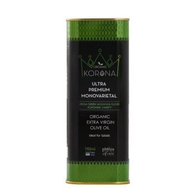 Physis of Crete Korona Premium Organic Extra Virgin Olive Oil 750ml (NMR: Total 1477 mg/kg, D1 Index 396 mg/kg)