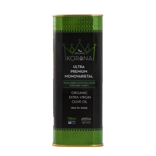 Physis of Crete Korona Premium Organic Extra Virgin Olive Oil 750ml (NMR: Total 1477 mg/kg, D1 Index 396 mg/kg)