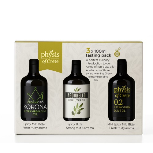 Physis of Crete Extra Virgin Olive Oil Tasting Set 0.2 / Korona BIO / Agoureleo 3 x 100ml