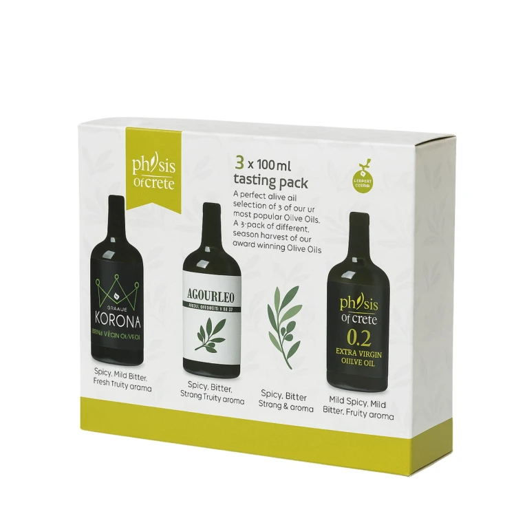 Physis of Crete Extra Virgin Olive Oil Tasting Set 0.2 / Korona BIO / Agoureleo 3 x 100ml – image 3
