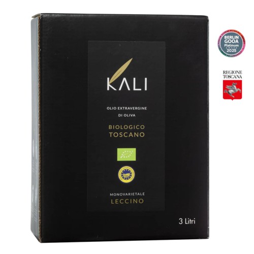 Kali Agri early harvest extra virgin olive oil, ultra premium Monovarietal Leccino Toscano PGI 3L ORGANIC