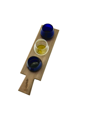 Fara olive oil tasting tray, walnut wood, 34x10cm