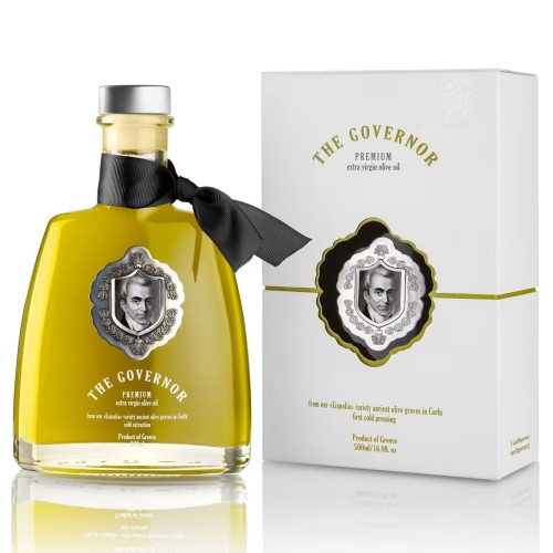 The Governor Premium Edition Extra Virgin Olive Oil from Early Harvest Corfu 500 ml (NMR: Total 1174 mg/kg, Index D1 771 mg/kg)