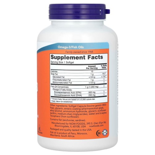 Now Foods Ultra Omega-3 500 mg EPA / 250 mg DHA 180 capsules – image 2