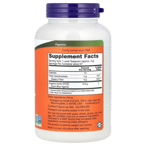 Now Foods Prebiotic Inulin 227g ORGANIC – image 2