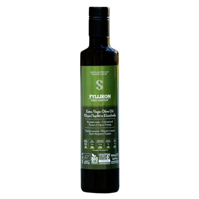 Sakellaropoulos extra virgin olive oil Fyllikon First Harvest 500ml ORGANIC (NMR: Total 1825 mg/kg, Index D1 390 mg/kg)