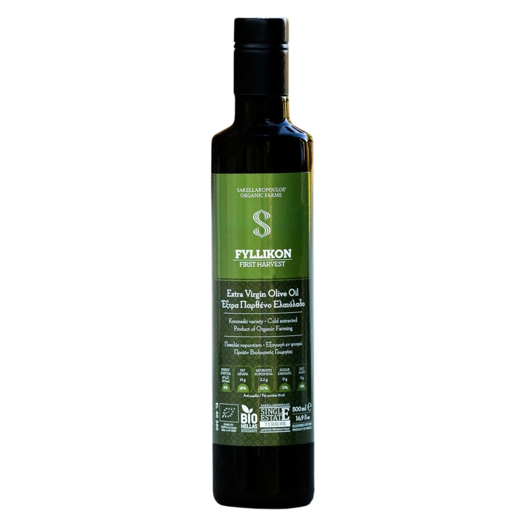 Sakellaropoulos extra virgin olive oil Fyllikon First Harvest 500ml ORGANIC