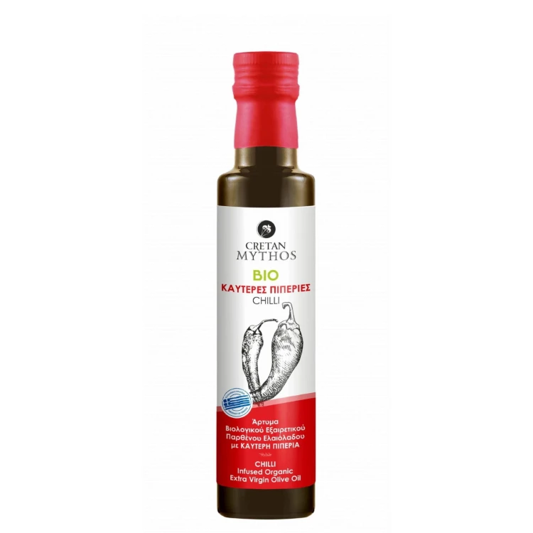 Cretan Mythos extra virgin olive oil flavoured with chilli 250ml ORGANIC