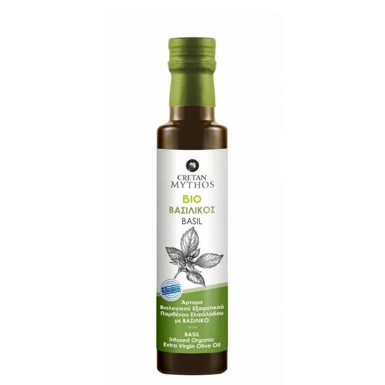 Cretan Mythos extra virgin olive oil flavoured with basil 250ml ORGANIC