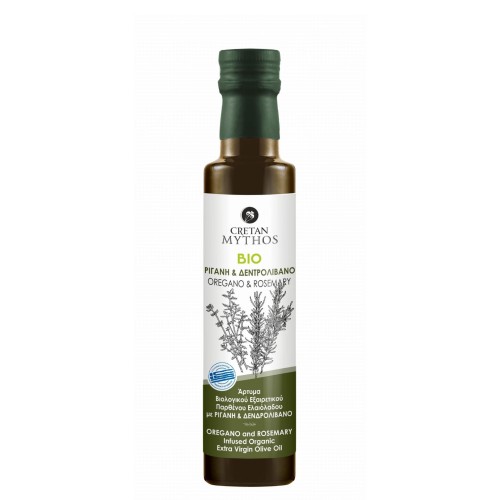 Cretan Mythos extra virgin olive oil flavoured with oregano and rosemary 250ml ORGANIC
