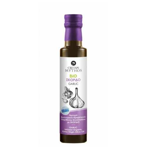 Cretan Mythos extra virgin olive oil flavoured with garlic 250ml ORGANIC