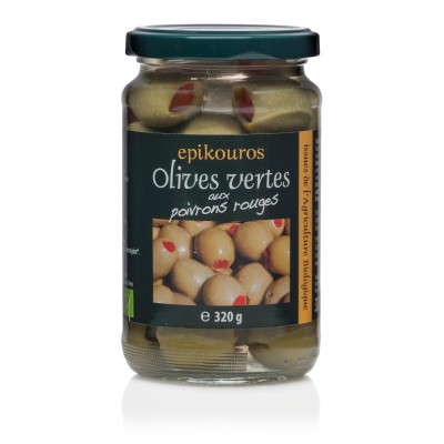 Epikouros  green olives with peppers 320g Organic