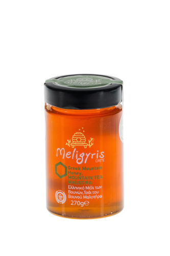 Meligyris honey from Crete, Malotira (mountain tea, gojnik) 270g End-of-season sale. Best before 09/2026