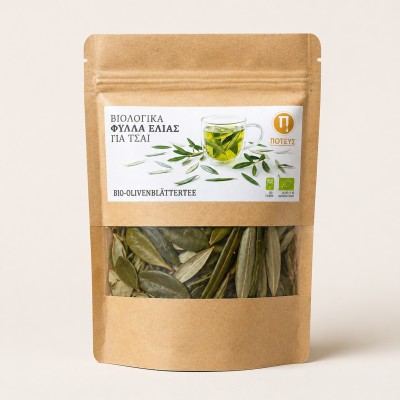 Poteus organic olive tree leaves (Petroelia &amp; Koroneiki) for infusions, 40g
