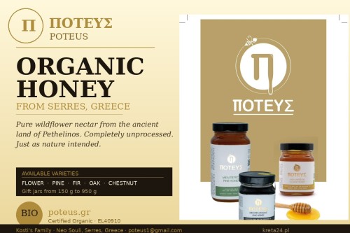 Poteus honey from Serres, set of 3 x 150g, organic
