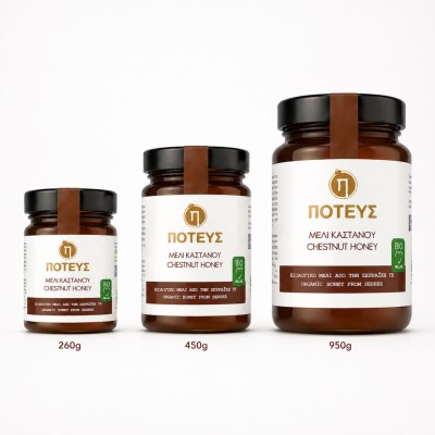 Poteus Premium Organic Chestnut Honey from Serres, 950g