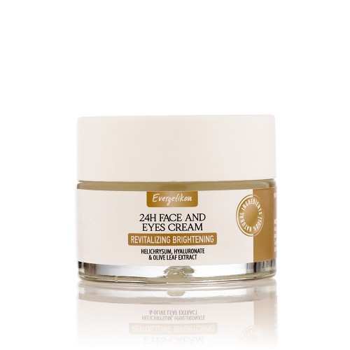 Evergetikon 24-hour revitalising face and eye cream with helichrysum, hyaluronic acid and olive leaf extract, 50ml