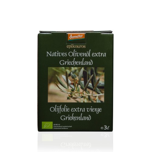 Epikouros Kalamata extra virgin olive oil, 3L bag-in-box, Demeter organic