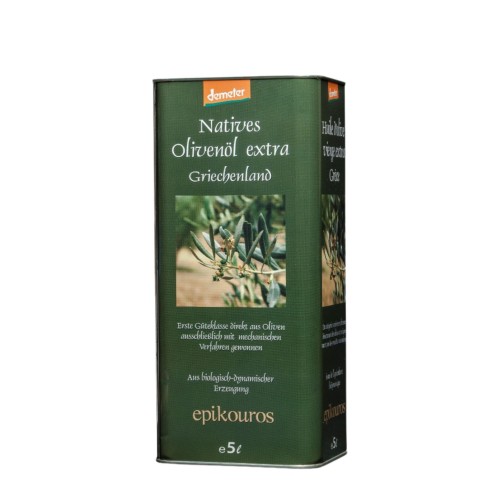 Epikouros 5L Demeter-certified organic extra virgin olive oil from Kalamata