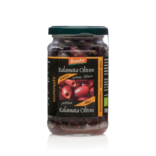 Epikouros pitted Kalamata olives 200g Demeter Organic