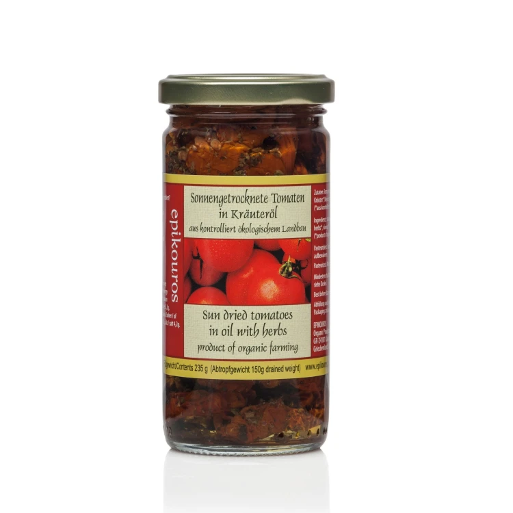 Epikouros sun-dried tomatoes in olive oil 235g Organic