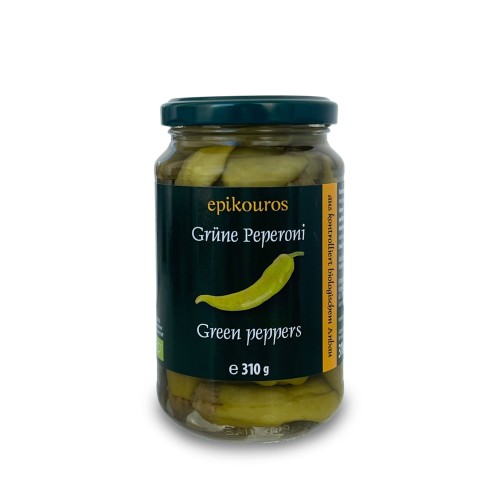 Epikouros green peppers in brine 310g Organic