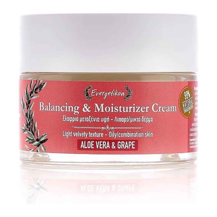 Evergetikon Moisturising Face Cream with Aloe Vera and Grape Extract for Oily/Combination Skin 50ml