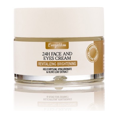 Evergetikon 24-hour revitalising face and eye cream with helichrysum, hyaluronic acid and olive leaf extract, 50ml