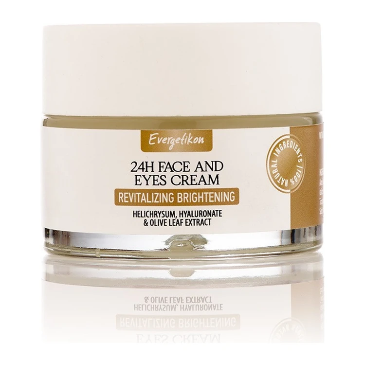 Evergetikon 24-hour revitalising face and eye cream with helichrysum, hyaluronic acid and olive leaf extract, 50ml